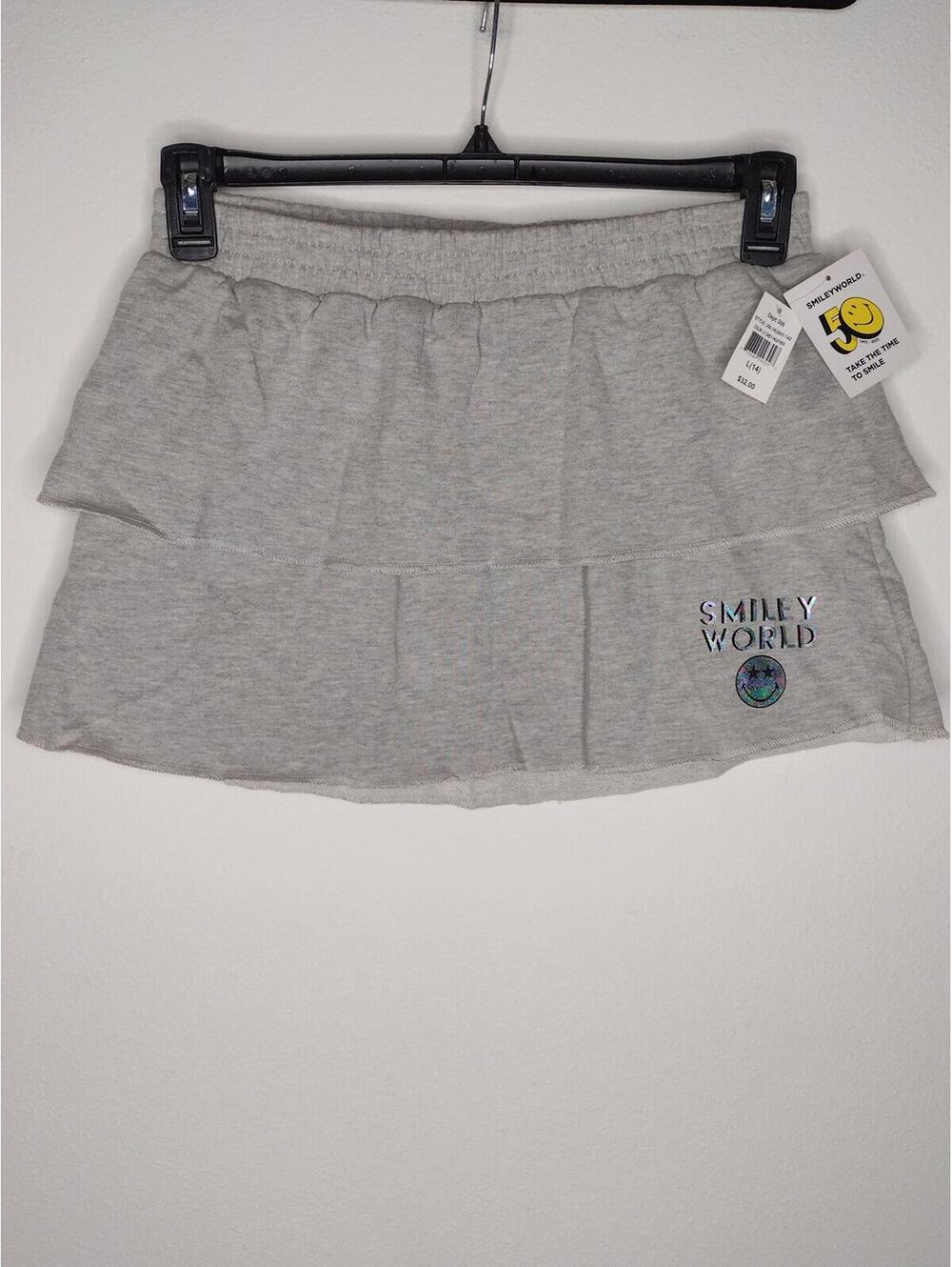 NWT Smiley World Girl's Gray/Tiered Skirt Size L(14)
